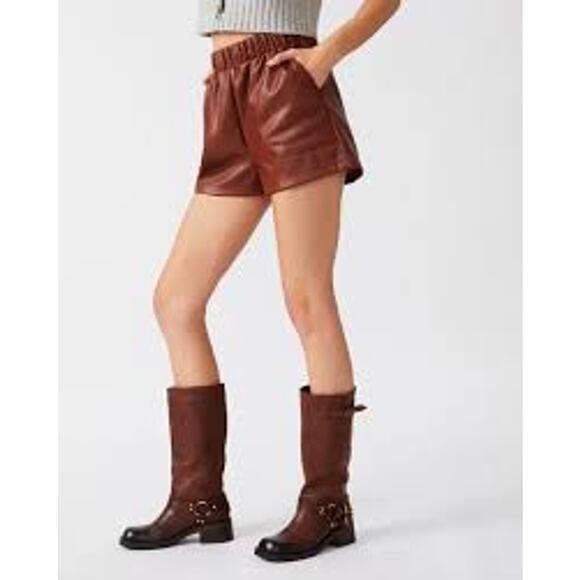 Steve Madden Faux The Record Brown Cognac Vegan Leather Short Side Slit #BL30307 - Picture 6 of 9